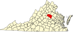 Map of Virginia highlighting Louisa County